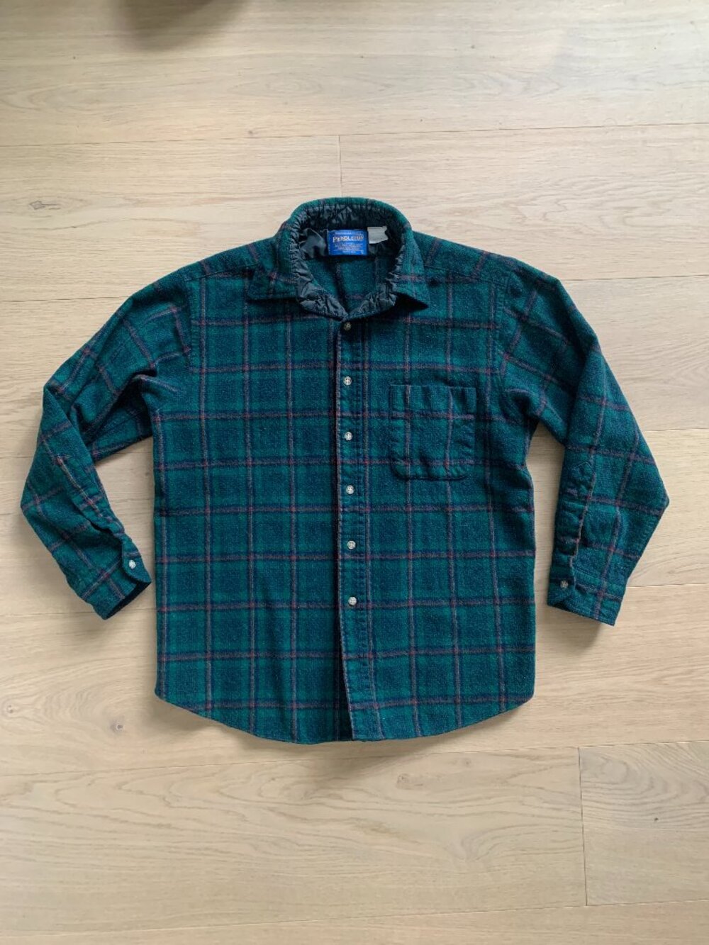 Pendleton Vintage Plaid Wool Shirt Womens Button Up S Green Blue Western Outdoor - Picture 2 of 14